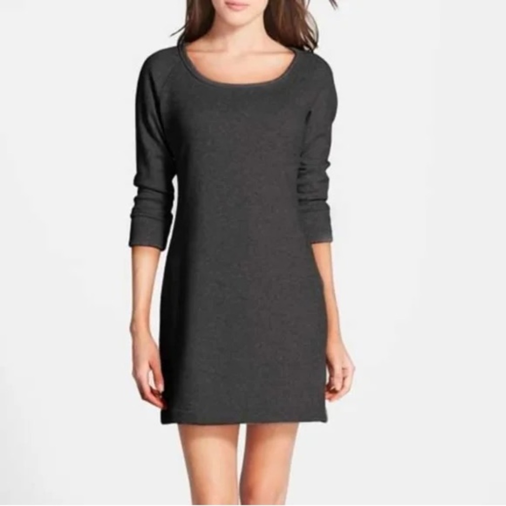S UGG Australia Lirette Fleece Lined 3/4 Sleeve Sweater Dress Gray Cozy Small